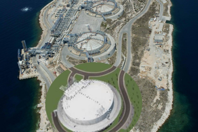 Vogelansicht des LNG Terminals