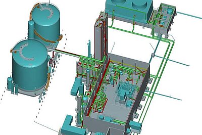 3D Rendering einer Luftzerlegungsanlage